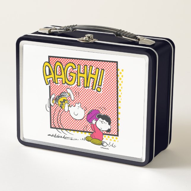 Charlie Brown and Lucy Football Comic Graphic Metal Lunch Box (Front)