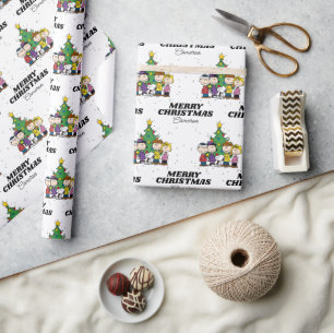 Charlie Brown & Friends Christmas Add Your Name Wrapping Paper