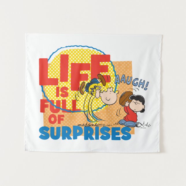 Charlie Brown & Lucy - Life is Full of Surprises Tapestry (Front (Horizontal))
