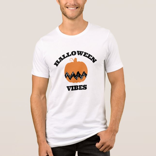 Charlie Brown Orange Pumpkin | Halloween Vibes Tri-Blend Shirt (Front)