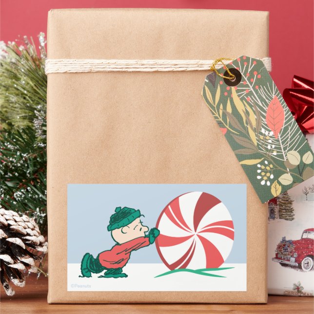 Charlie Brown | Rolling Into the Holiday Season Rectangular Sticker (Holiday)