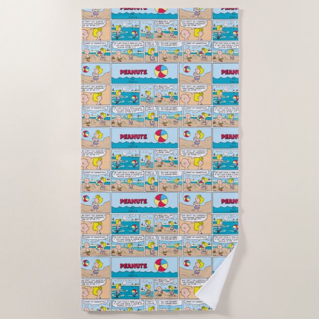 Charlie Brown & Sally At The Beach Beach Towel (Front)