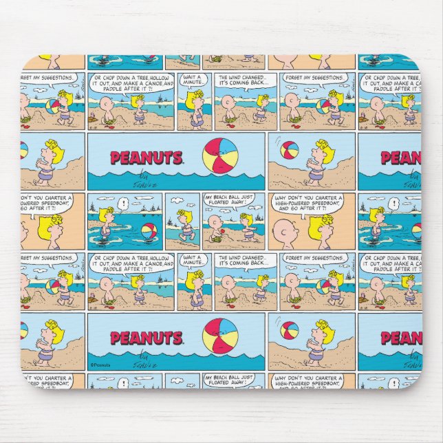 Charlie Brown & Sally At The Beach Mouse Pad (Front)