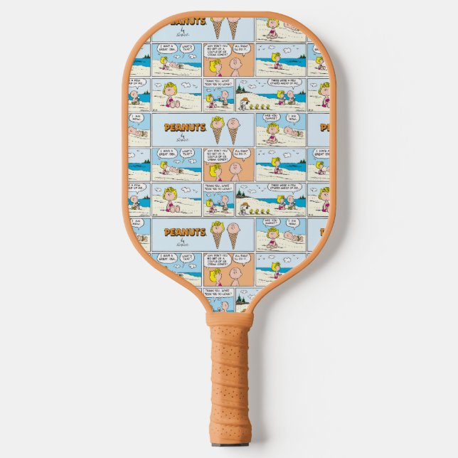 Charlie Brown & Sally Ice Cream At The Beach Pickleball Paddle (Front)