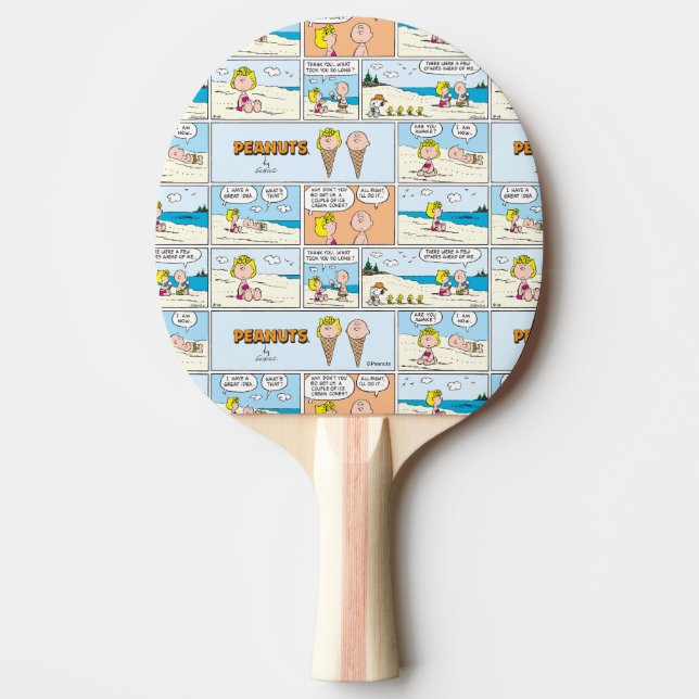 Charlie Brown & Sally Ice Cream At The Beach Ping Pong Paddle (Front)