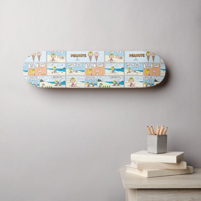 Charlie Brown & Sally Ice Cream At The Beach Skateboard (Wall Art (Horz))