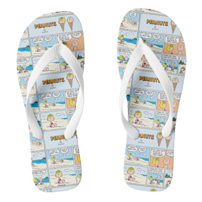 Charlie Brown & Sally Ice Cream At The Beach Thongs (Footbed)