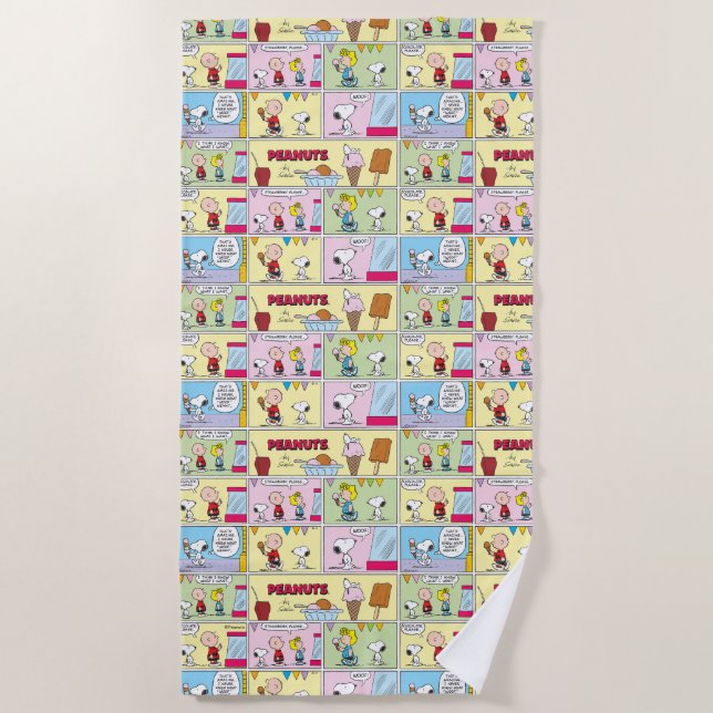 Charlie Brown, Snoopy & Sally | Ice Cream Beach Towel (Front)
