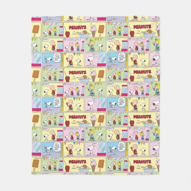Charlie Brown, Snoopy & Sally | Ice Cream Fleece Blanket (Front)