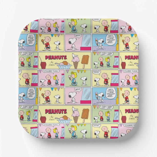 Charlie Brown, Snoopy & Sally | Ice Cream Paper Plate (Front)