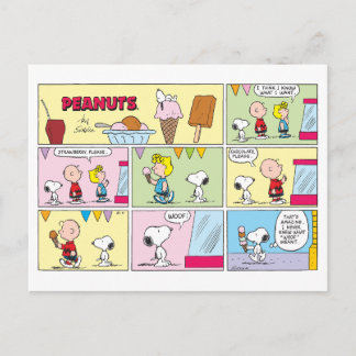 Charlie Brown, Snoopy & Sally | Ice Cream Postcard
