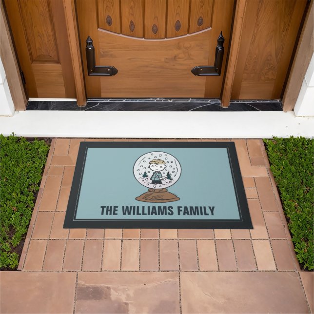 Charlie Brown Snow Globe Graphic - Let It Snow Doormat (Outdoor)