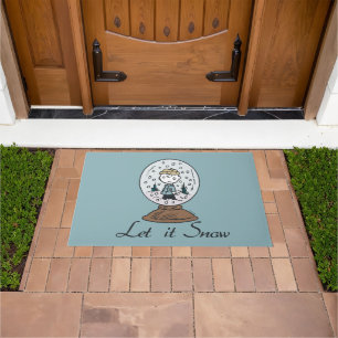 Charlie Brown Snow Globe Graphic - Let It Snow Doormat