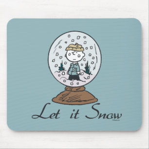 Charlie Brown Snow Globe Graphic - Let It Snow Mouse Pad