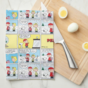Charlie Brown   Snow Globe Tea Towel