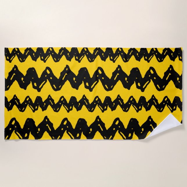 Charlie Brown Zig Zag Pattern Beach Towel (Front)