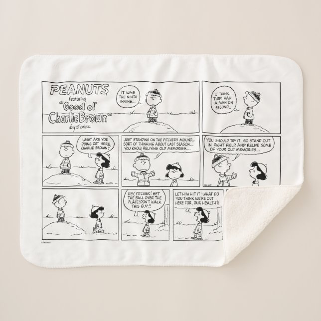 Charlie Brown's Memories At The Pitcher's Mound Sherpa Blanket (Front (Horizontal))