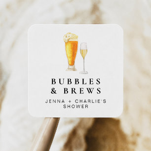 CHARLIE Bubbles & Brews Couples Shower Favour Square Sticker