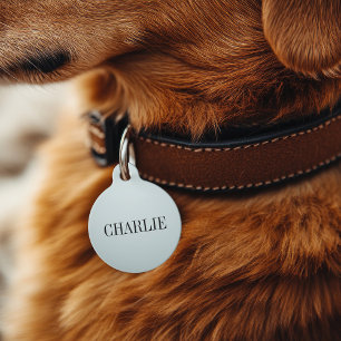 Charlie Classic Name Monogram Light Blue Pet Tag