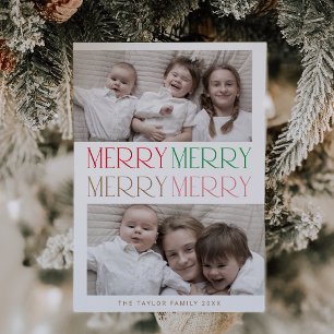 CHARLIE Colourful 2 Photo Fun Merry Merry Christma Holiday Card