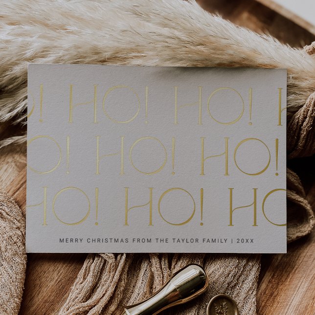 CHARLIE Cream Gold Foil Ho Ho Ho Family Christmas Foil Holiday Card (CHARLIE Cream Gold Foil Ho Ho Ho Family Christmas Foil Holiday Card)