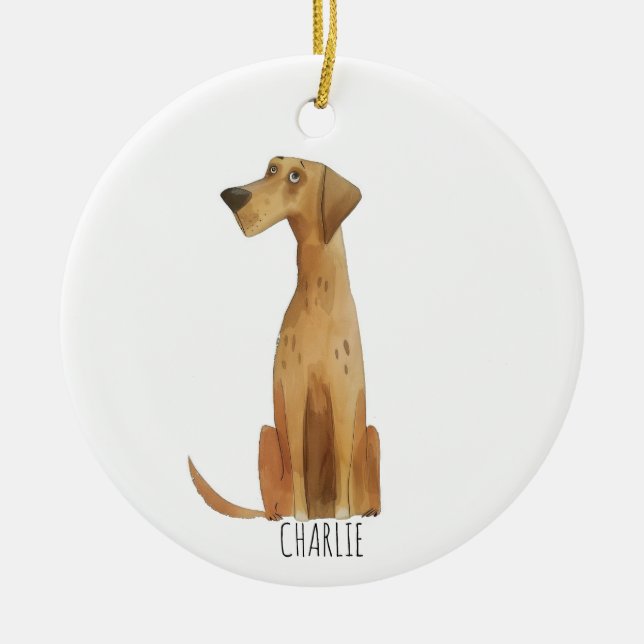 Charlie Dog Ceramic Ornament (Front)