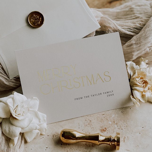 CHARLIE Gold Foil Simple Family Merry Christmas Foil Holiday Card (CHARLIE Gold Foil Simple Family Merry Christmas Foil Holiday Card)