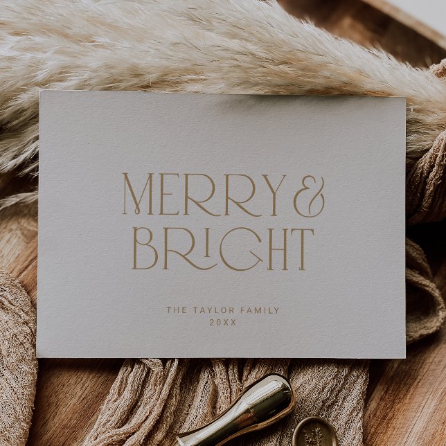 CHARLIE Gold Modern Merry Bright Family Christmas Holiday Card (CHARLIE Gold Modern Merry Bright Family Christmas Holiday Card)