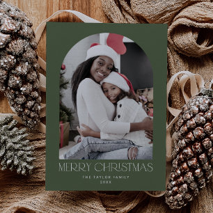 CHARLIE Green Arch Xmas Photo Fun Merry Christmas Holiday Card