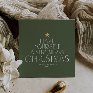 CHARLIE Green Star Family Merry Little Christmas Holiday Card