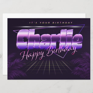Charlie Name First name lila retro card Birthday