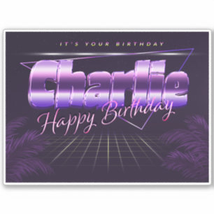 Charlie Name Vorname lila retro Sticker Geburtstag