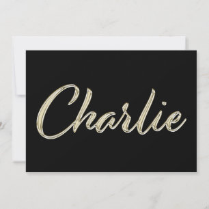 Charlie Name white gold Handwriting Card