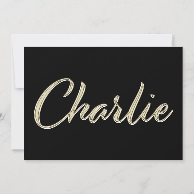 Charlie Name white gold Handwriting Card (Front)