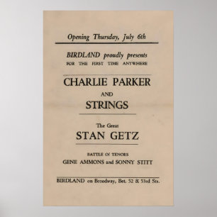 Charlie Parker - Stan Getz jazz poster - Birdland