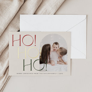 CHARLIE Red Green Foil Ho Ho Ho Photo Christmas Foil Holiday Card