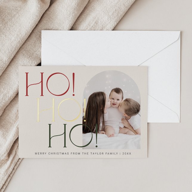 CHARLIE Red Green Foil Ho Ho Ho Photo Christmas Foil Holiday Card (CHARLIE Red Green Foil Ho Ho Ho Photo Christmas Foil Holiday Card)