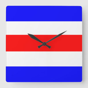 Charlie Red White Blue Square Wall Clock