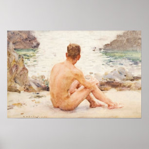 Charlie Seated on the Sand Poster