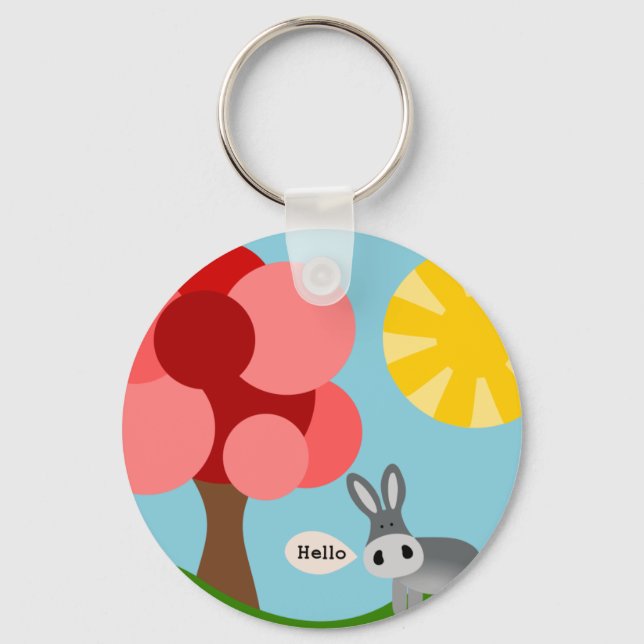 Charlie the Donkey landscape Key Ring (Front)