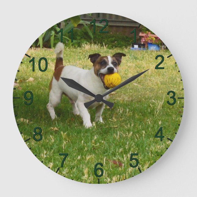 Charlie The Fox Terrier Ball Play, Wall Clock (Front)