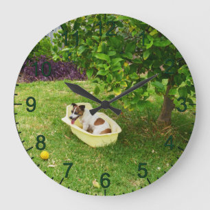 Charlie The Fox Terrier Bath Time, Wall Clock