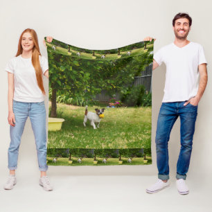 Charlie The Fox Terrier Play Time, Fleece Blanket