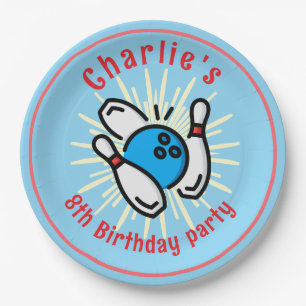 Charlie's 8th Birthday Bowling Party Paper Plate