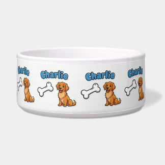 Charlie's Golden Retriever Personalised Dog Bowl