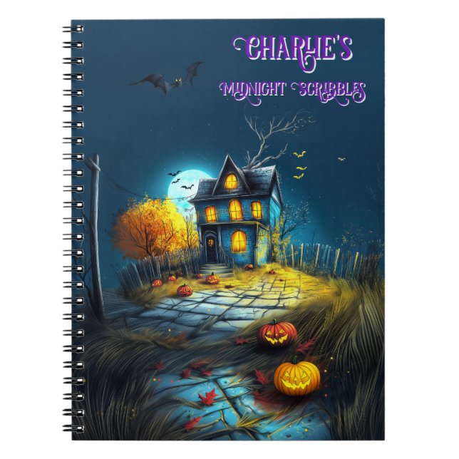 Charlie's Midnight Scribbles Haunted House Noteboo Notebook (Front)