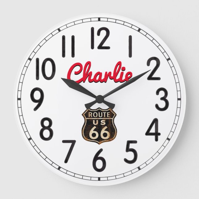 Charlie's Route 66 Large Clock (Front)