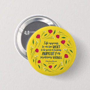 Charlotte Bronte Jane Eyre Floral Life Book Quote 6 Cm Round Badge