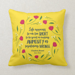 Charlotte Bronte Jane Eyre Floral Life Book Quote Cushion