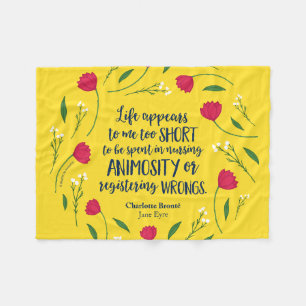 Charlotte Bronte Jane Eyre Floral Life Book Quote Fleece Blanket